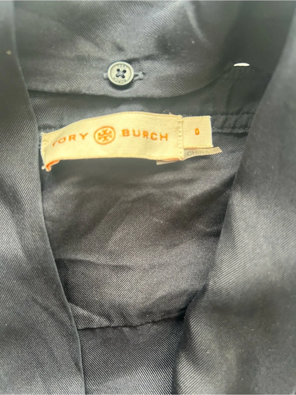Tory Burch Navy Silk Long-Sleeve Blouse with Neck Tie size 0